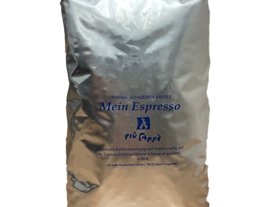 Mein Espresso Kaffeebohnen in der silbernen Verpackung